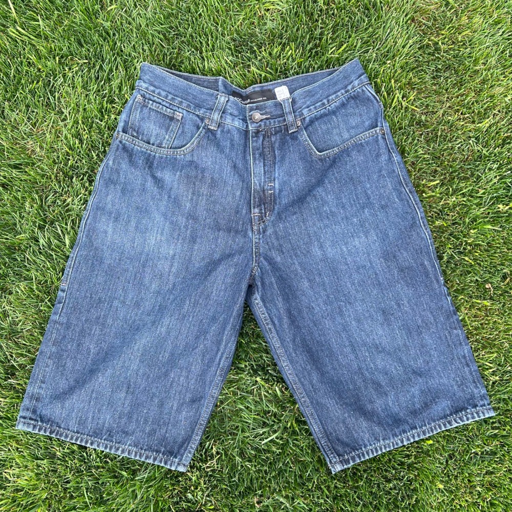 Rocawear Mens Baggy Denim‎ Shorts Dark Wash Embroidered Back Pocket street wear